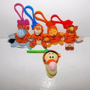 Lot 5 VTG Disney Winnie the Pooh Tigger Movie Plush Backpack Clips McDonalds